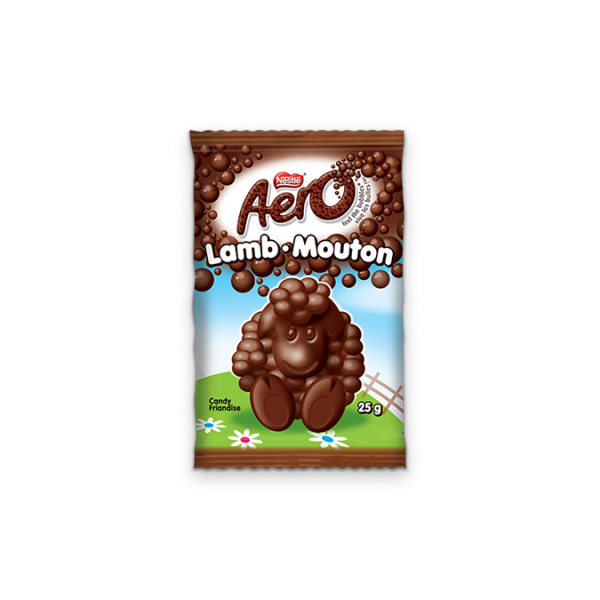 Title text placeholder Barre de chocolat au lait en forme d'agneau AERO, 25 grammes.