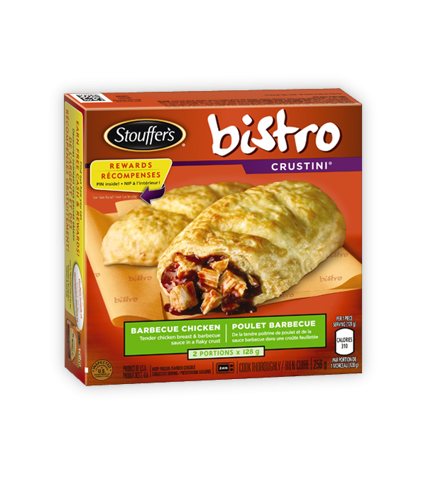 Title text placeholder Poulet barbecue STOUFFER'S BISTRO Crustini, 2x portions de 128 grammes.