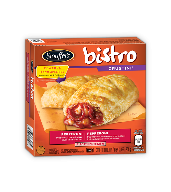 Title text placeholder STOUFFER'S BISTRO Crustini Pepperoni, 256 grammes.