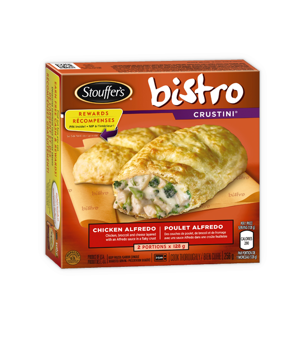 Title text placeholder STOUFFERS Bistro Crustini Poulet Alfredo, 2 portions de 128 grammes