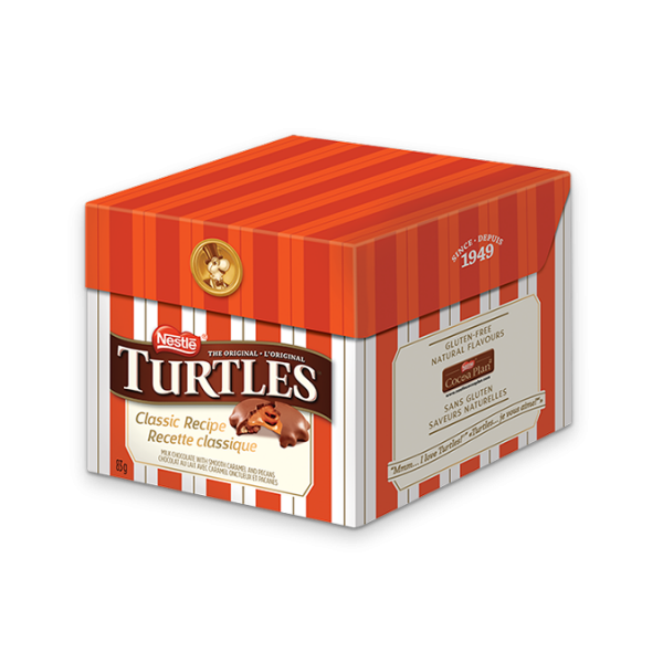 Title text placeholder Chocolat TURTLES, recette classique 85 grammes.