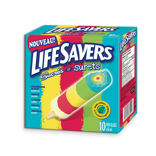 Title text placeholder LIFESAVERS Sweet Meets Sour Pops, portions de 10 x 65 ml.