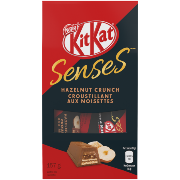 Title text placeholder KIT KAT SENSES Sac Boutique Chocolat Croquant aux Noisettes, 157 grammes.