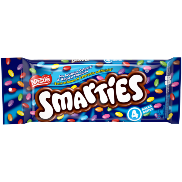 Title text placeholder SMARTIES candy-coated milk chocolate, multipack, 4 x 45 grams.