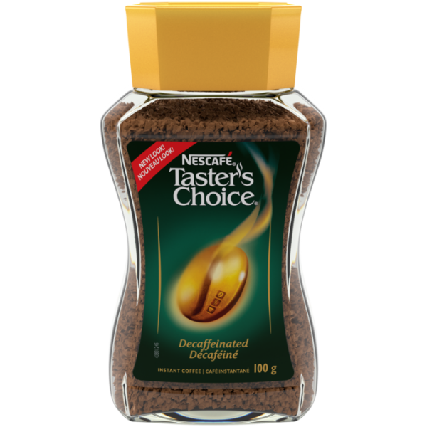 Title text placeholder NESCAFÉ Taster's Choice Decaf Coffee, 100 grams.