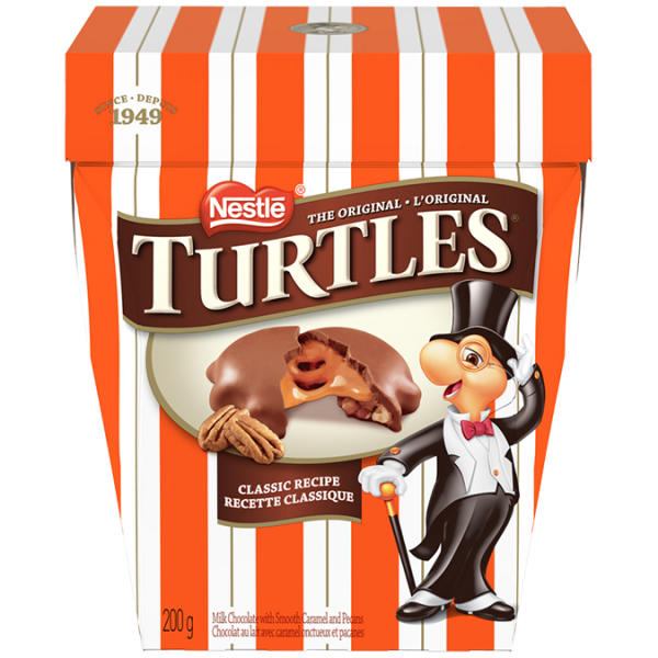 Title text placeholder TURTLES Classic Recipe, 200 grams.