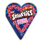 Boîte en forme de cœur de chocolats SMARTIES, parfaite pour les friandises de la Saint-Valentin