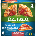 DELISSIO Pizza pour célibataires amateurs de viande, 2 x 187 grammes.