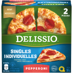 DELISSIO Pizza au pepperoni pour célibataires, 2 x 183 grammes.