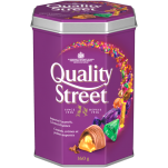 Boîte de fête de qualité STREET, 360 grammes. Assortiment de caramels, crèmes et pralines au chocolat.
