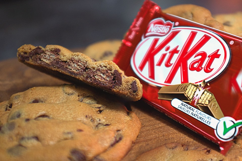 KIT KAT Cookie recipe. A gooey, delicious treat with chocolate chips and KIT KAT chunks.