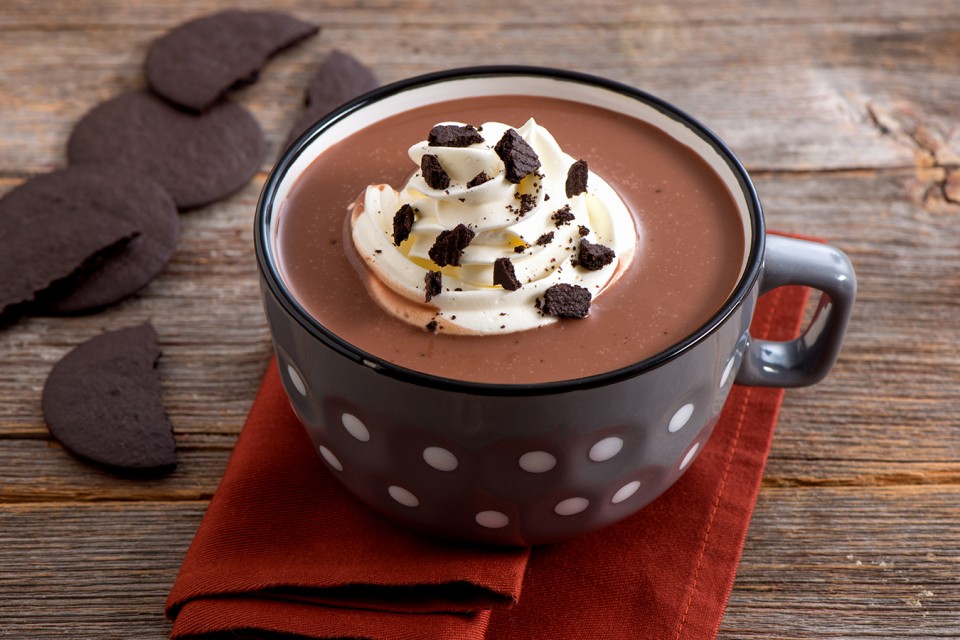 Cookies-and-Cream Hot Chocolate Recipe. Dairy-free and made with rich and creamy CARNATION hot chocolate.