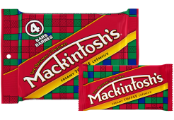 MACKINTOSH Toffee, emballage multiple de 4 barres, 4 x 25 grammes.