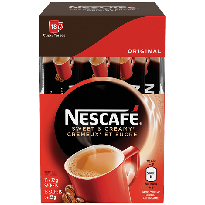 Title text placeholder NESCAFÉ Doux & Crémeux Original, 18 sachets de 22 g.
